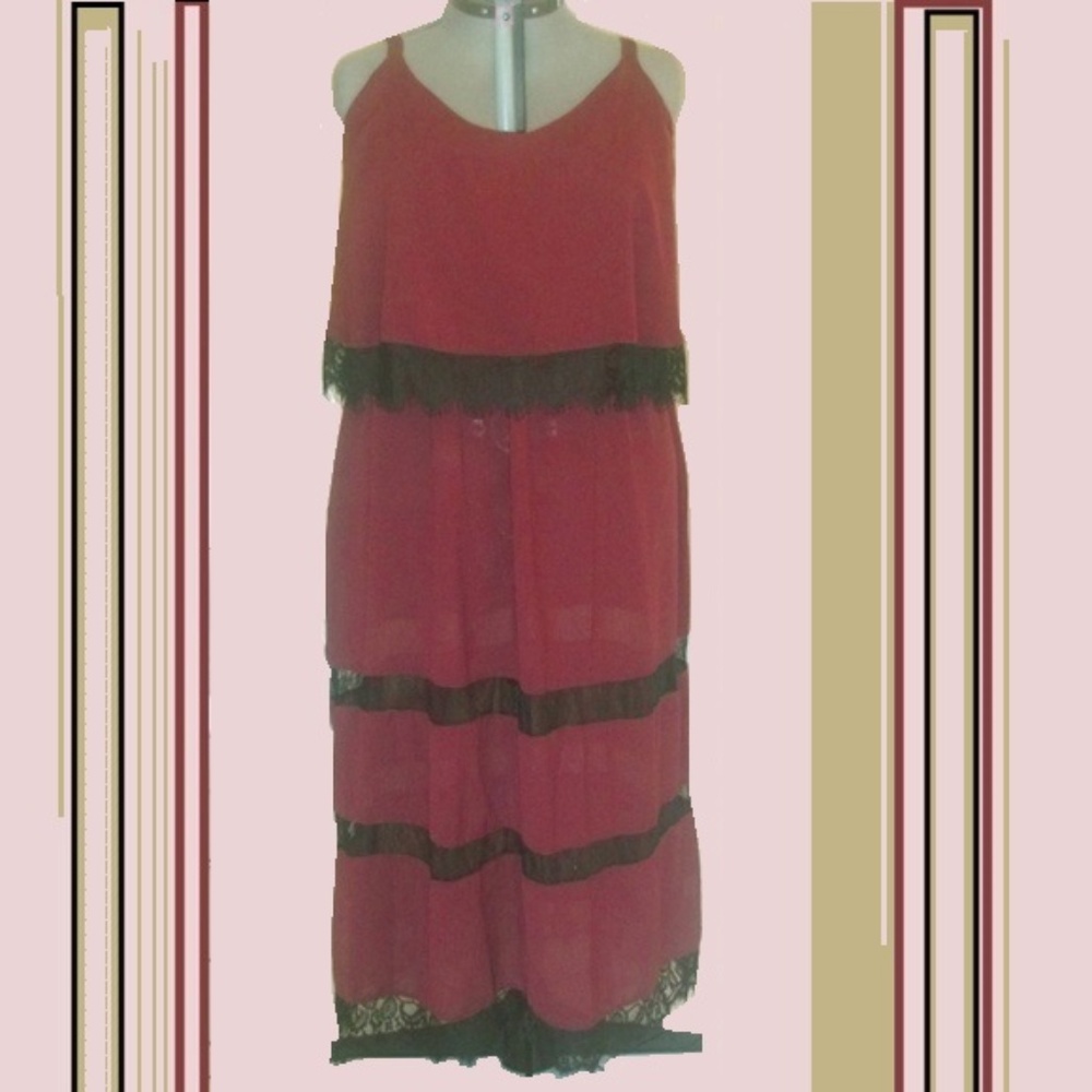 Lace Trim Popover Dress